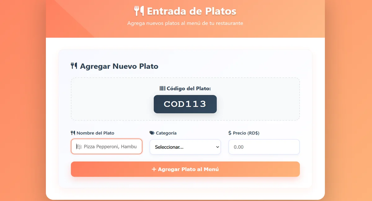 Registro de platos y recetas en DerejFood