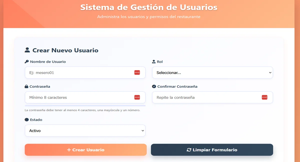 Gestión de usuarios y permisos en DerejFood