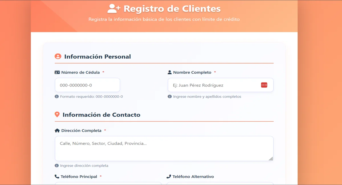 Registro de nuevos clientes en DerejFood
