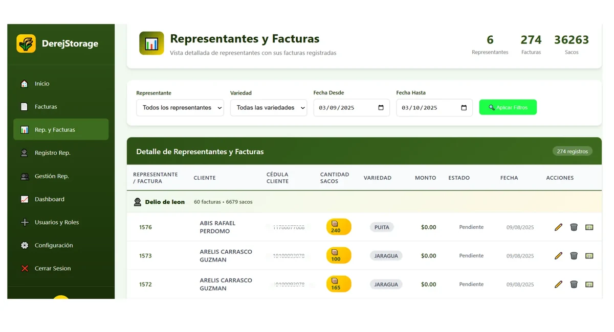 DerejStorage — Panel Principal