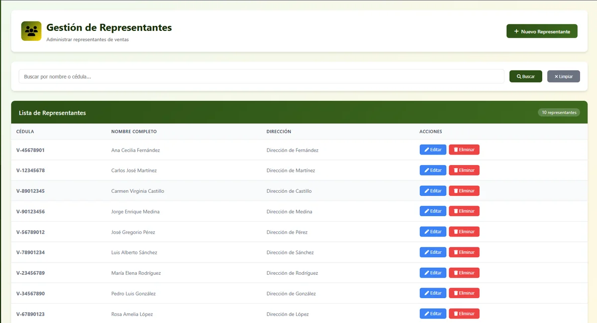 DerejStorage — Gestión de Representantes